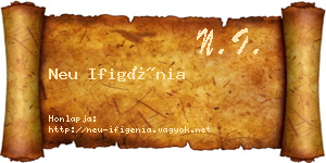 Neu Ifigénia névjegykártya